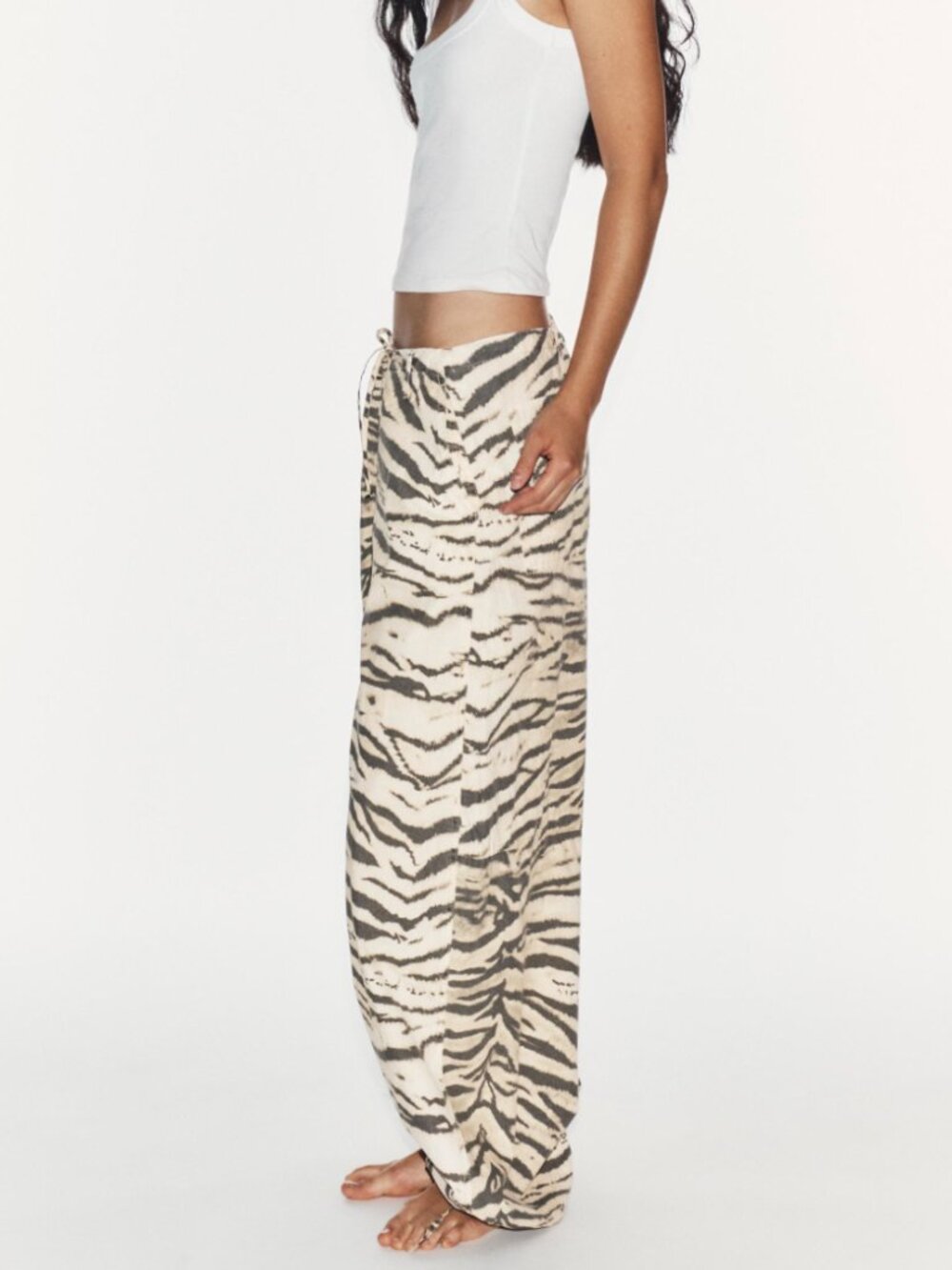 ZARA Zebra Animal Print Wide Leg Drawstring Pant in Sz 10 and 12 - NWT! - Picture 6 of 9